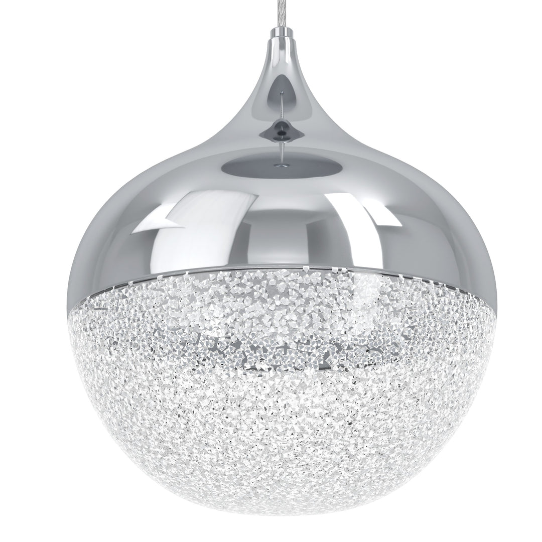 Mioglia hanging light chrome plastic granille white, clear 10X3.15W H:200 Ø 58 cm in