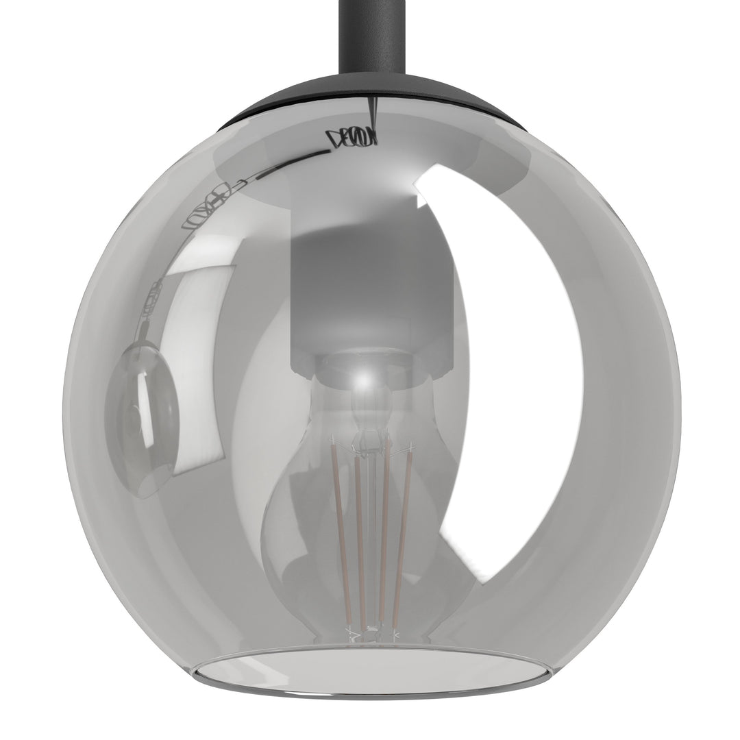Hanging lamp Argallo black glass vaporized black-transparent 4X40W L:100 H:150 cm in