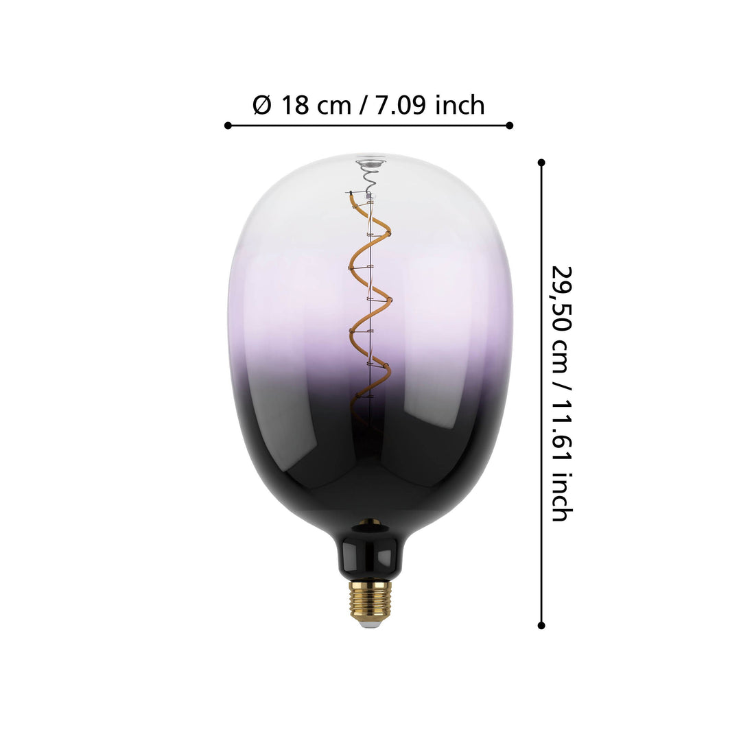 Leuchtmittel Lm_led_e27  Glas schwarz-violett-transparent 1X4W L:29,5 Ø 18 cm in