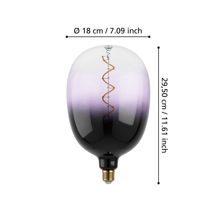 Leuchtmittel Lm_led_e27  Glas schwarz-violett-transparent 1X4W L:29,5 Ø 18 cm in