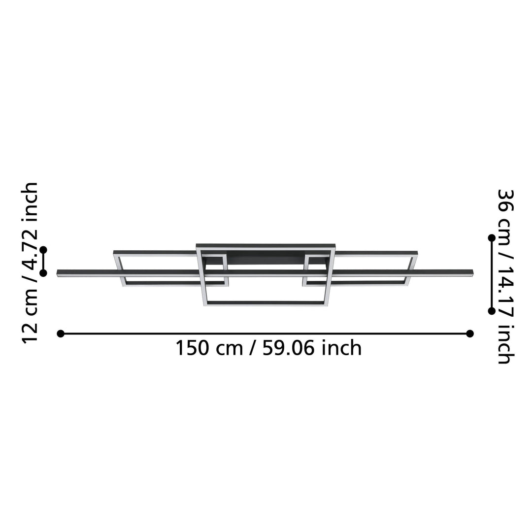 Deckenleuchte Puebla schwarz Kunststoff weiss 34,5W L:150 H:9,8 cm in