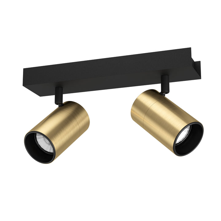 Spot Cumaribo black, brass 2X4.5W L:28 cm in