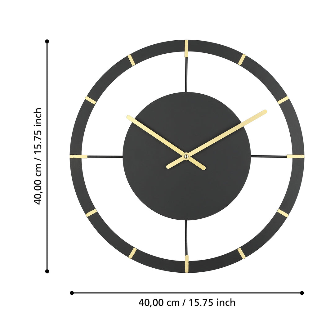 Uhr Okazaki schwarz, messing  Ø 40 cm in