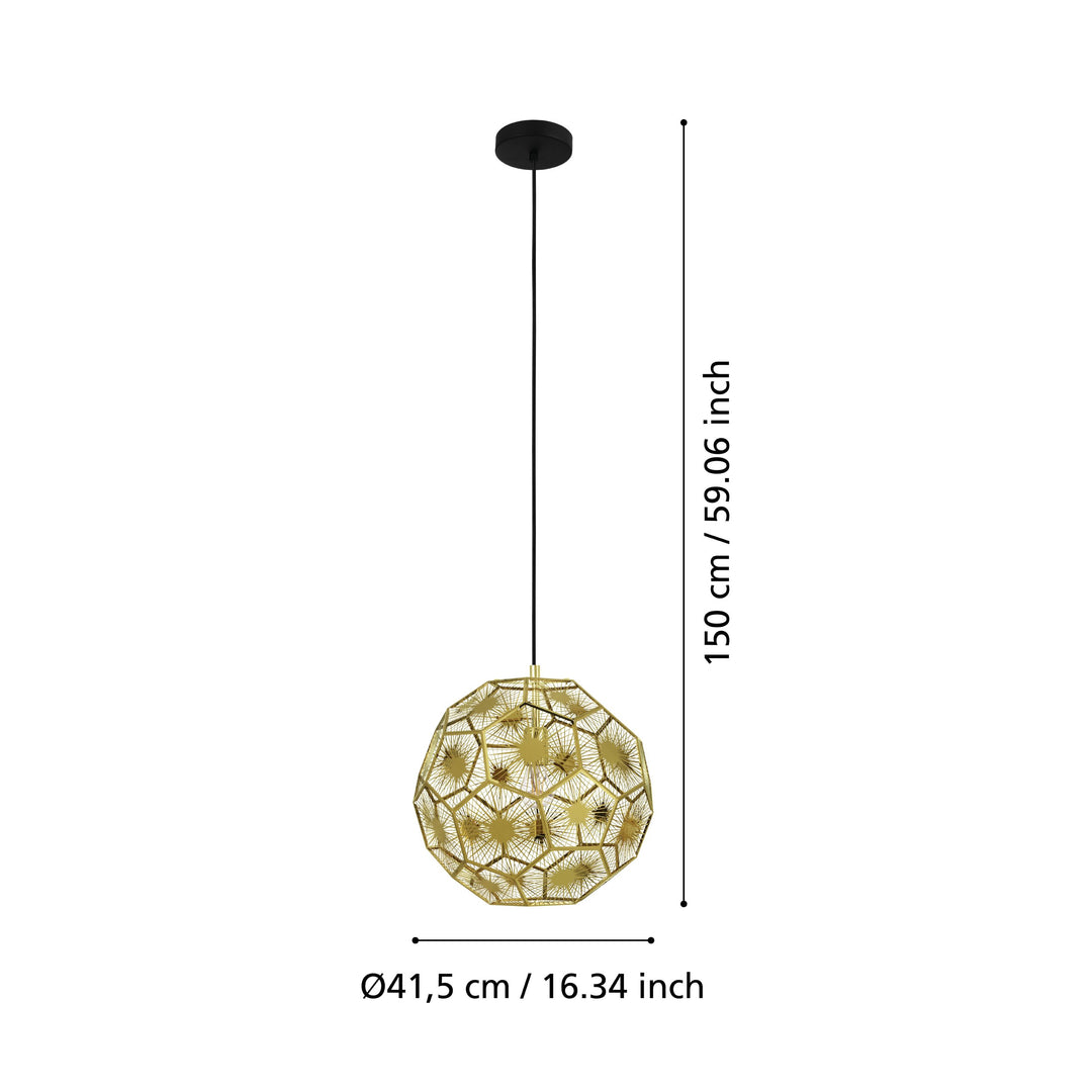 Hängeleuchte Skoura schwarz, messing 1X60W H:150 Ø 41 cm in