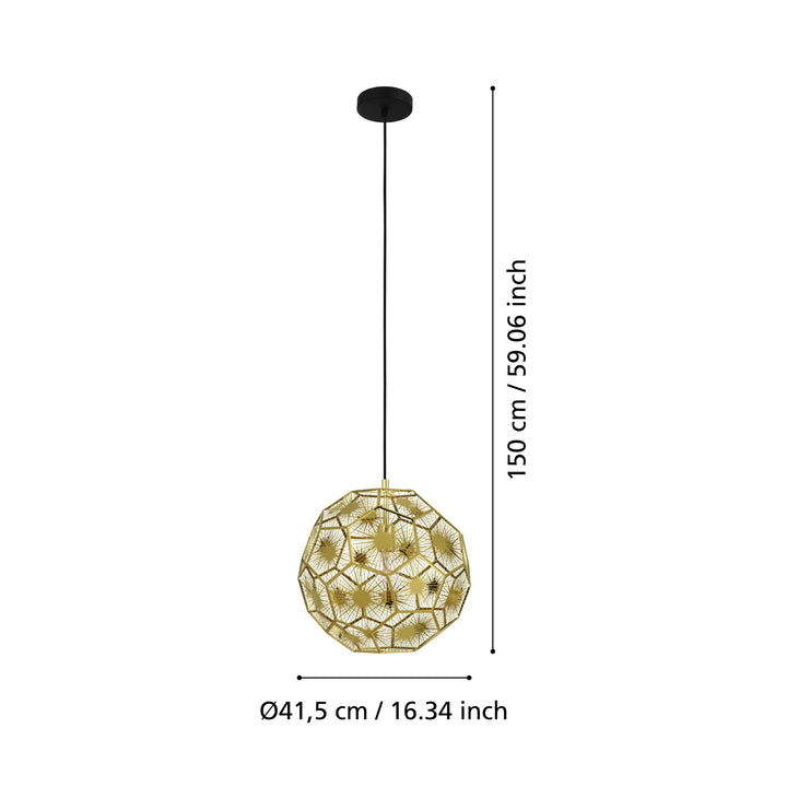Hängeleuchte Skoura schwarz, messing 1X60W H:150 Ø 41 cm in