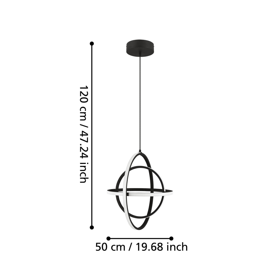 Hängeleuchte Retornio  schwarz Kunststoff weiss 38W H:120 Ø 50 cm in