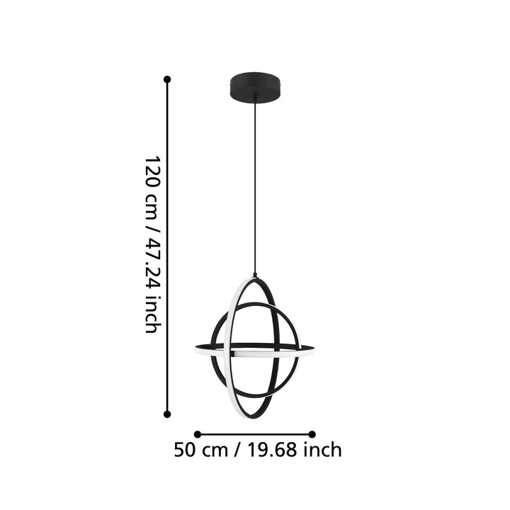 Hängeleuchte Retornio  schwarz Kunststoff weiss 38W H:120 Ø 50 cm in