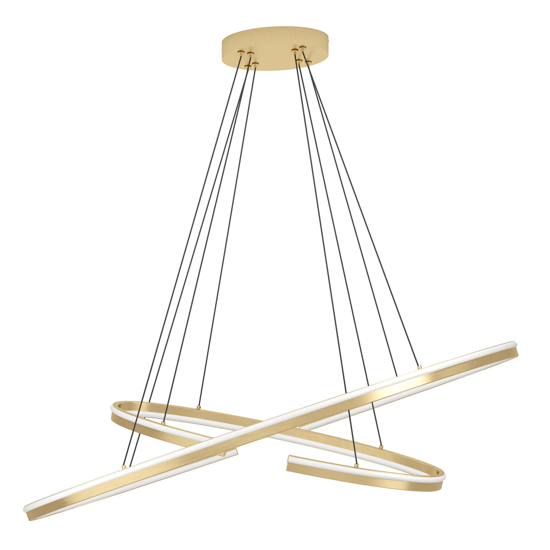 Hanging lamp Bogado with remote control gold-colored plastic white 50W L:120 H:180 cm in