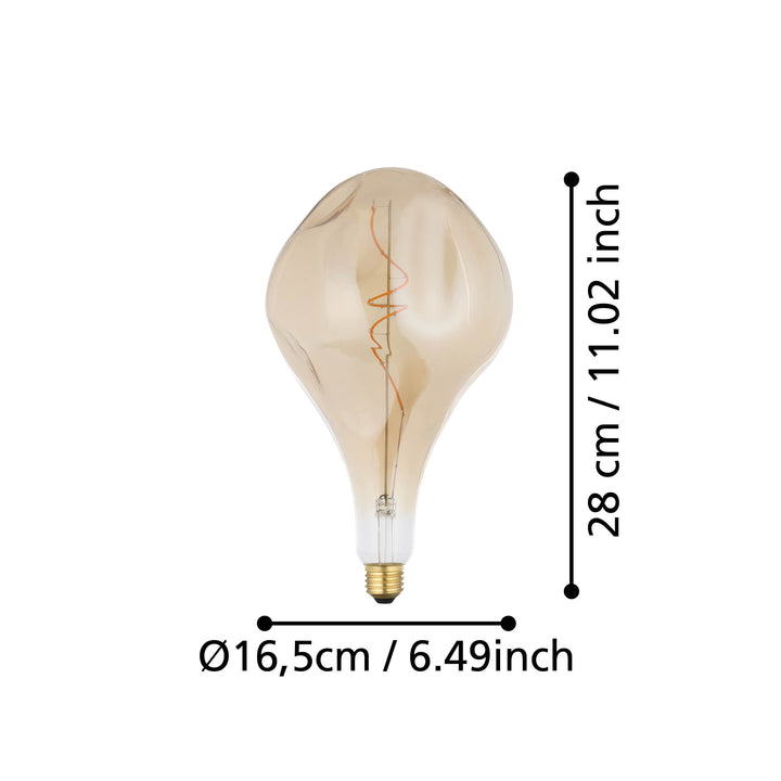 Light source Lm_led_e27 glass amber 1X4W H:28 Ø 16.5 cm in