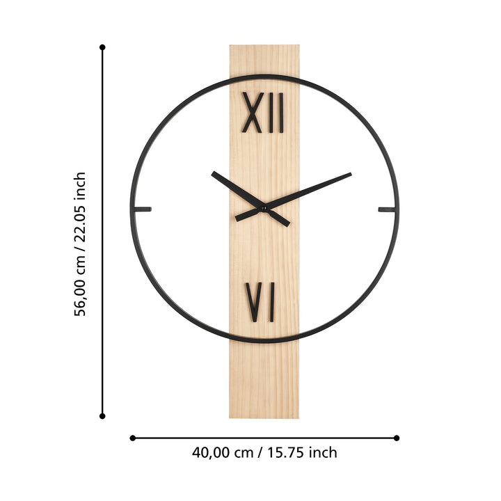 Uhr Yamatsuri schwarz, natur  L:40 H:56 cm in