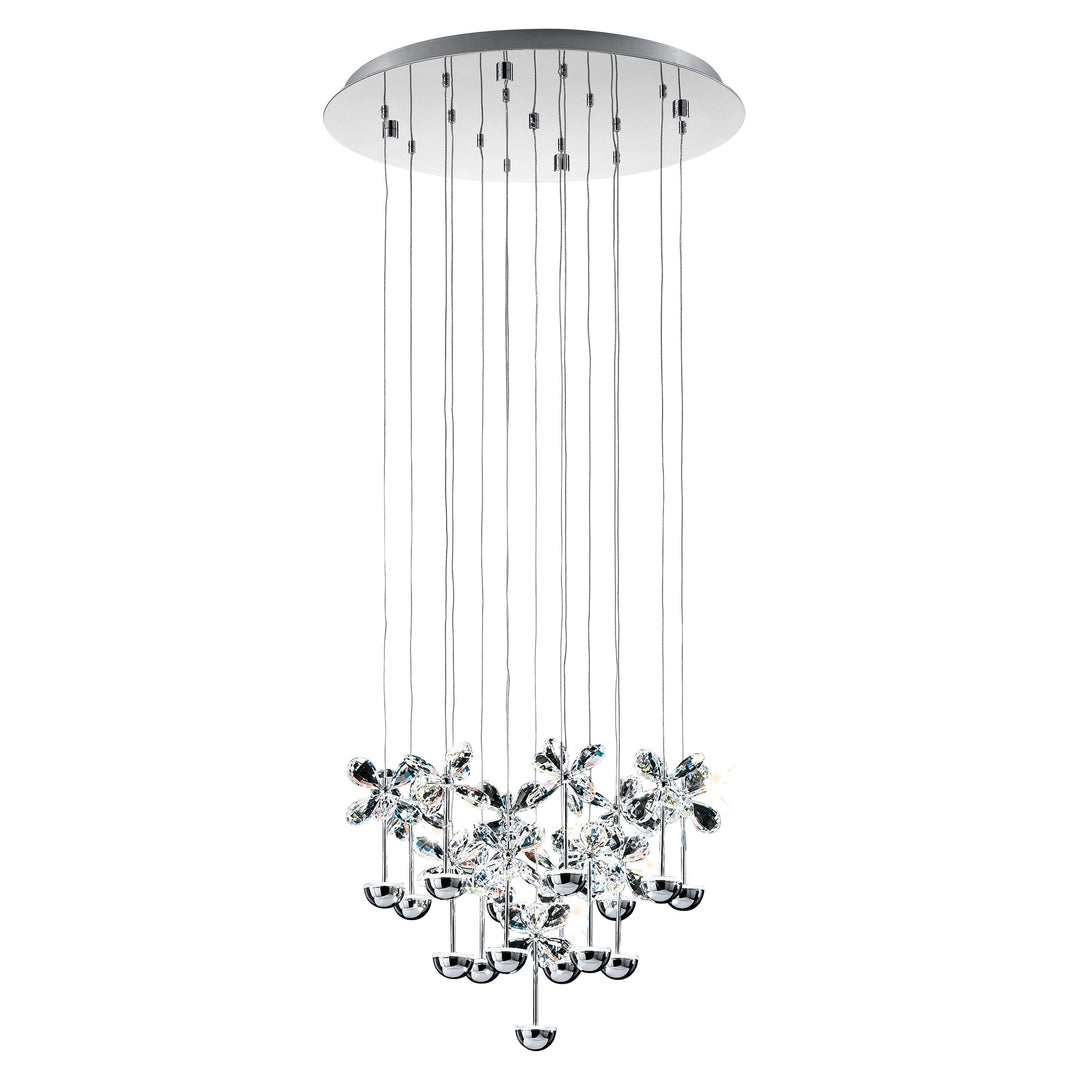 Pendant lamp Pianopoli bulb replaceable chrome brilliant glass clear 15X2,5W H:110 Ø 50 cm in