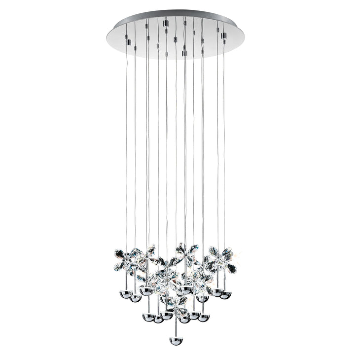Pendant lamp Pianopoli bulb replaceable chrome brilliant glass clear 15X2,5W H:110 Ø 50 cm in