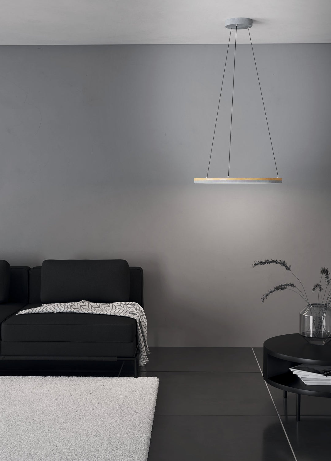 Hängeleuchte Cadinaro grau, braun Kunststoff weiss 36W H:150 Ø 60 cm in