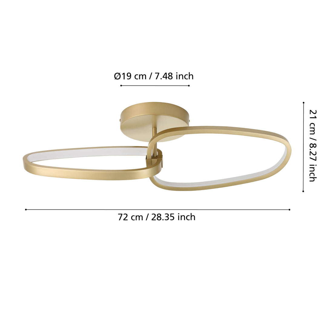 Deckenleuchte Lodosa messing Kunststoff weiss 25W L:72 H:22,5 cm in