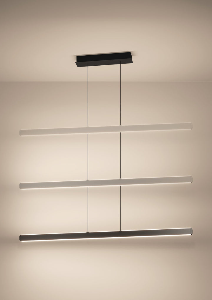 Hängeleuchte Ciggiano mit Fernbedienung höhenverstellbar   schwarz Kunststoff weiss 1X30W L:150 H:150 cm in