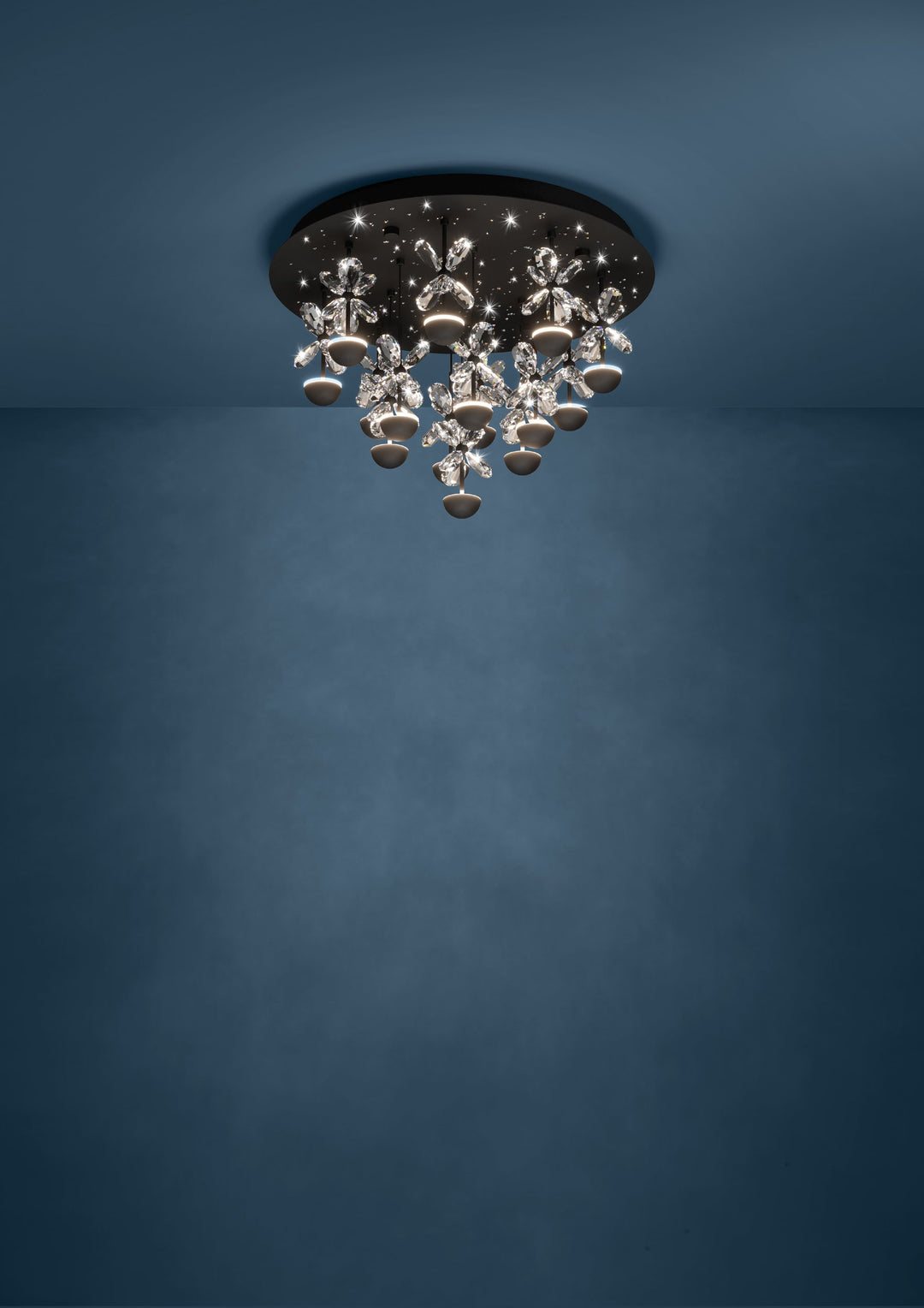 Ceiling light Pianopoli 2 black brilliant glass clear 15X1,8W H:36,5 Ø 50 cm in