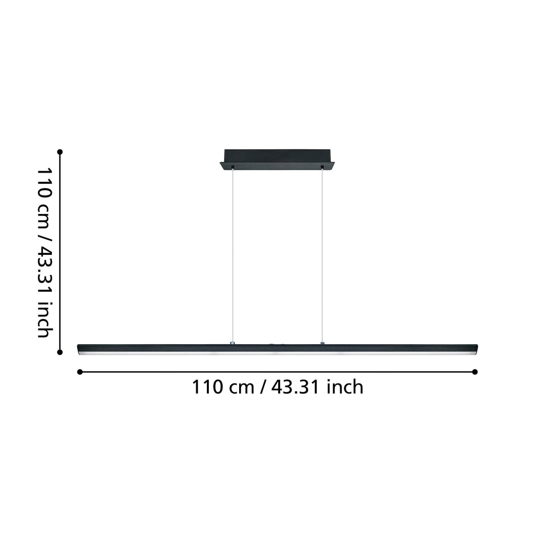 Hängeleuchte Pellaro Leuchtmittel austauschbar  mit Dimmer (Touchdimmer) schwarz-matt Kunststoff weiss 3X10W L:110 H:110 cm in