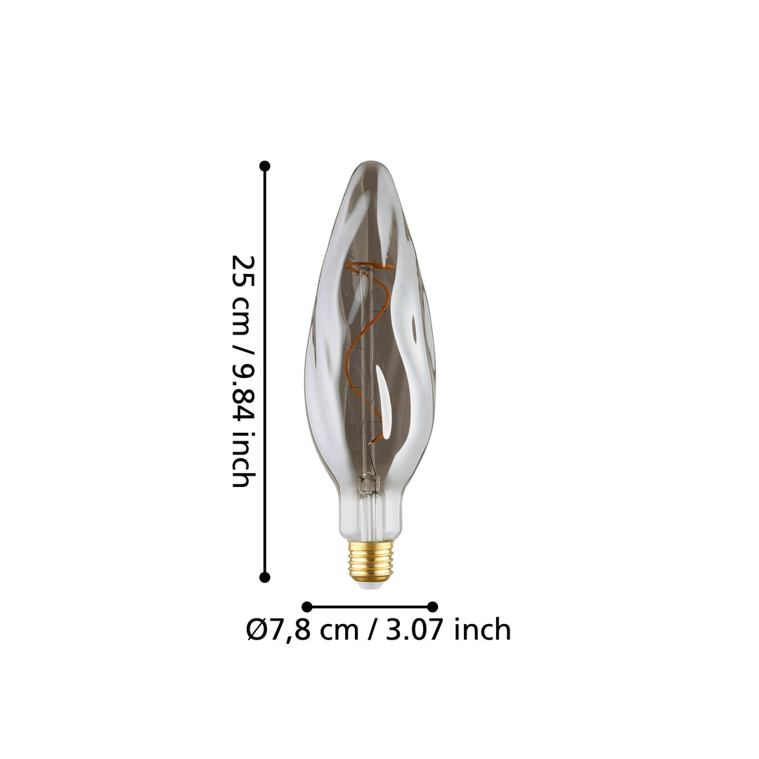 Leuchtmittel Lm_led_e27 Glas schwarz-transparent 1X4W L:25,5 Ø 7,8 cm in