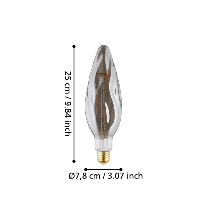 Leuchtmittel Lm_led_e27 Glas schwarz-transparent 1X4W L:25,5 Ø 7,8 cm in