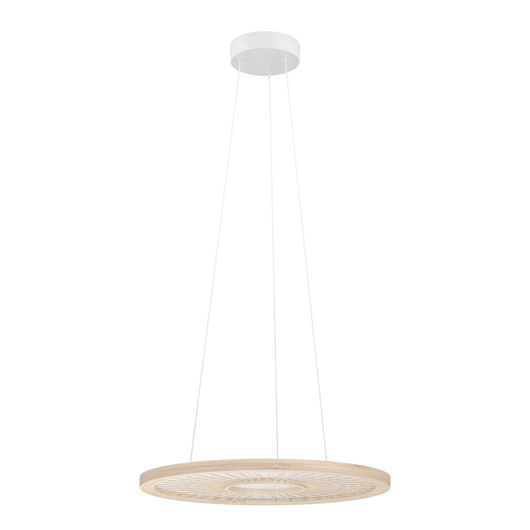 Hängeleuchte Dehesa weiss Holz natur 36W H:150 Ø 61 cm in