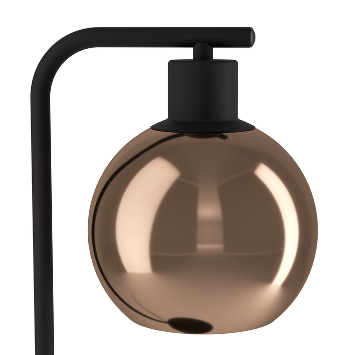 Tischleuchte Cordoba mit Schalter schwarz Glas bedampft kupferfarben 1X40W L:21,5 H:50,5 cm in