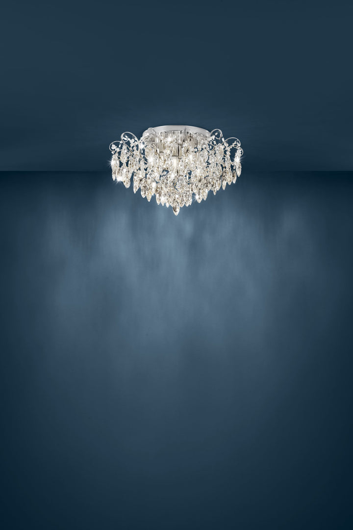 Deckenleuchte Fenoullet chrom Brillantglas klar 6X25W H:35,5 Ø 60 cm in