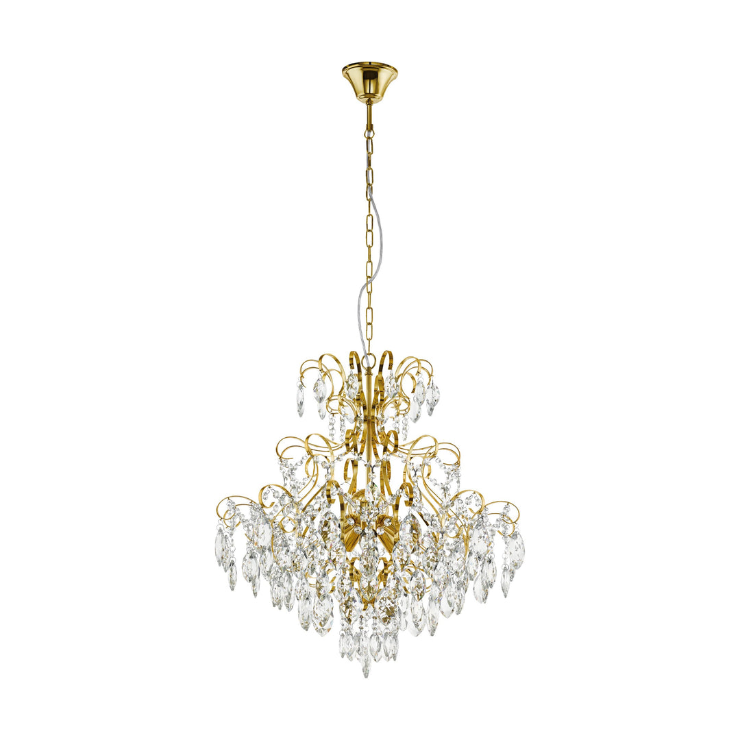 Hängeleuchte Fenoullet 1 messing Brillantglas klar 5X25W H:121 Ø 57,5 cm in