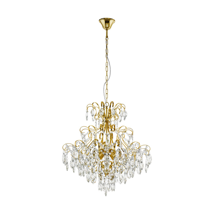 Hängeleuchte Fenoullet 1 messing Brillantglas klar 5X25W H:121 Ø 57,5 cm in