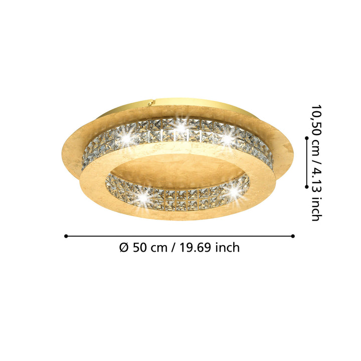 Deckenleuchte Principe  goldfarben Brillantglas klar 10X3,15W H:10,5 Ø 50 cm in