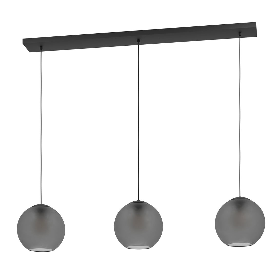 Hängeleuchte Arangona schwarz Glas grau matt 3X40W L:125,5 H:150 cm in