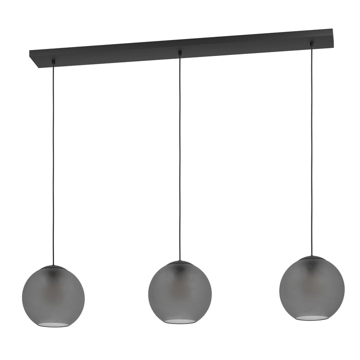 Hängeleuchte Arangona schwarz Glas grau matt 3X40W L:125,5 H:150 cm in