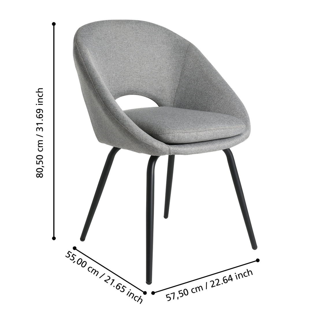 Stuhl Guagua grau, schwarz  L:56 H:80 cm in