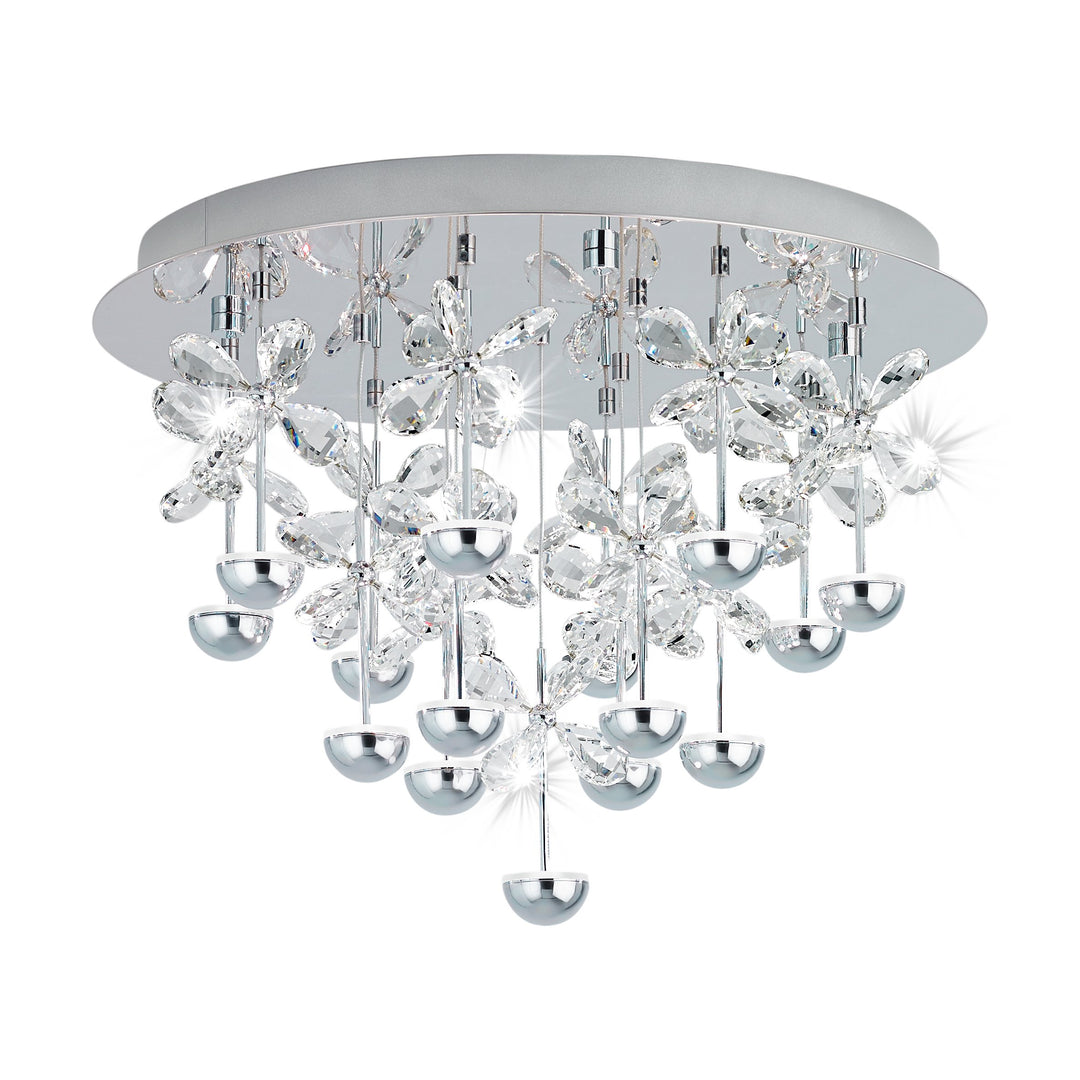 Deckenleuchte Pianopoli chrom Brillantglas klar 15X1,8W H:36,5 Ø 50 cm in