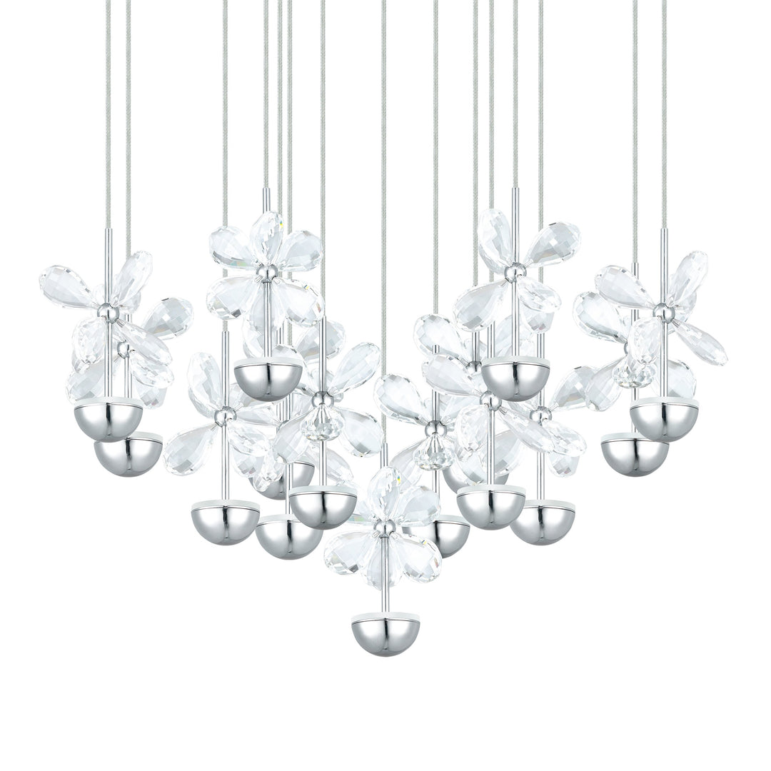 Pendant lamp Pianopoli bulb replaceable chrome brilliant glass clear 15X2,5W H:110 Ø 50 cm in