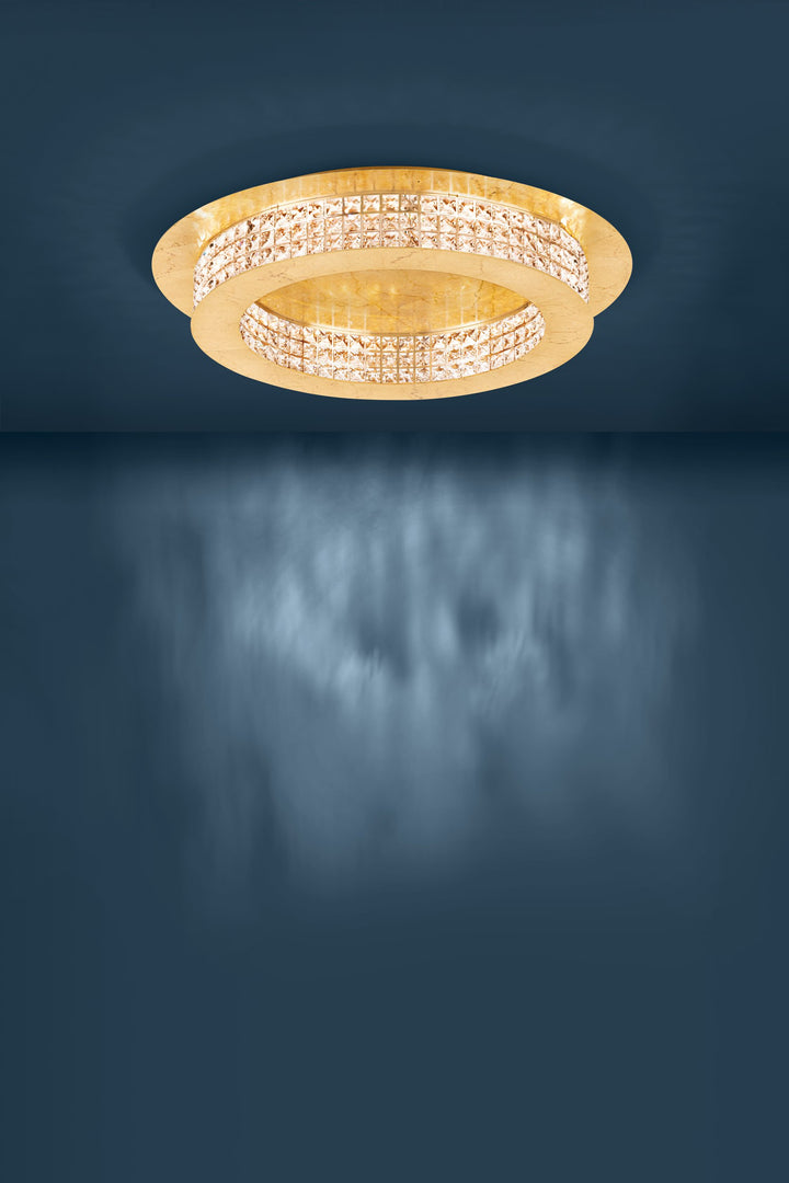 Deckenleuchte Principe  goldfarben Brillantglas klar 14X3,15W H:12,5 Ø 70 cm in