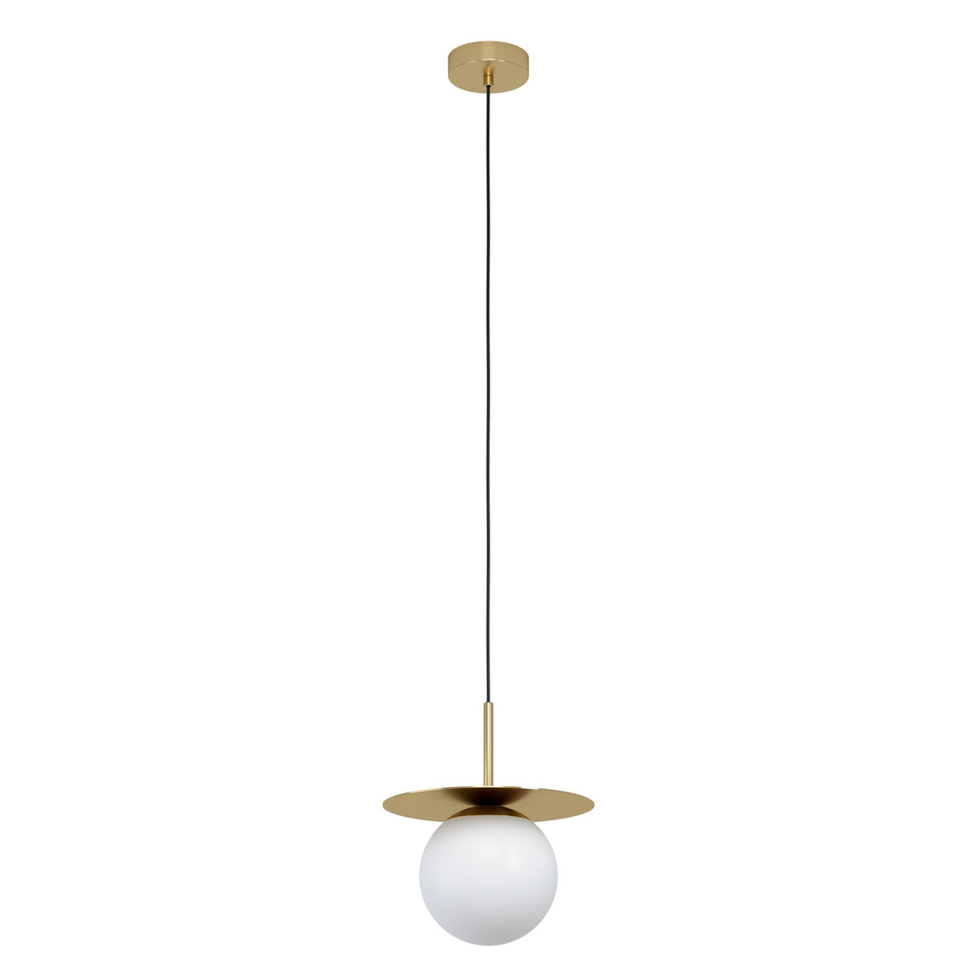 Hängeleuchte Arenales messing-gebürstet Glas opal-matt weiss 1X40W H:150 Ø 18 cm in