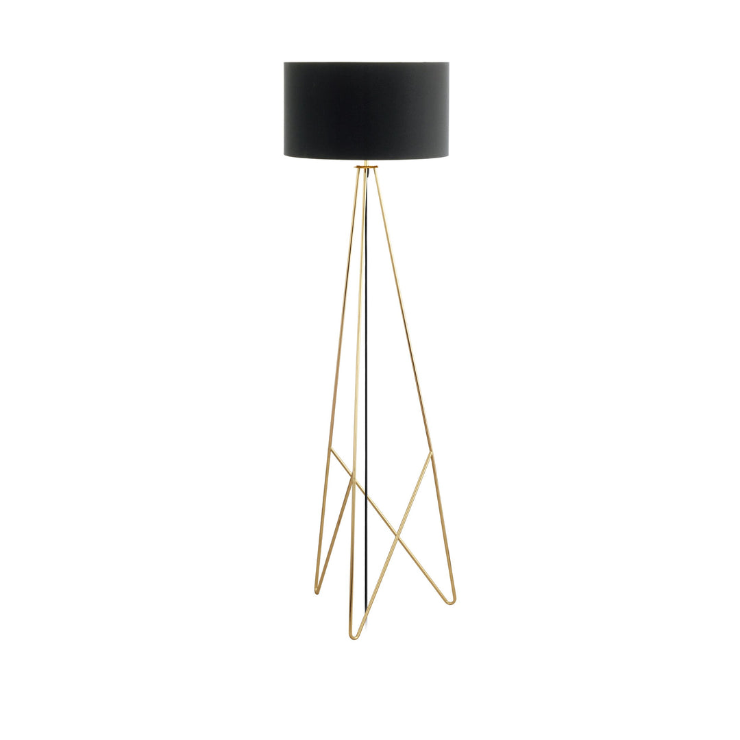 Stehleuchte Camporale mit Schalter messing Textil schwarz, gold 1X60W H:154 Ø 45 cm in
