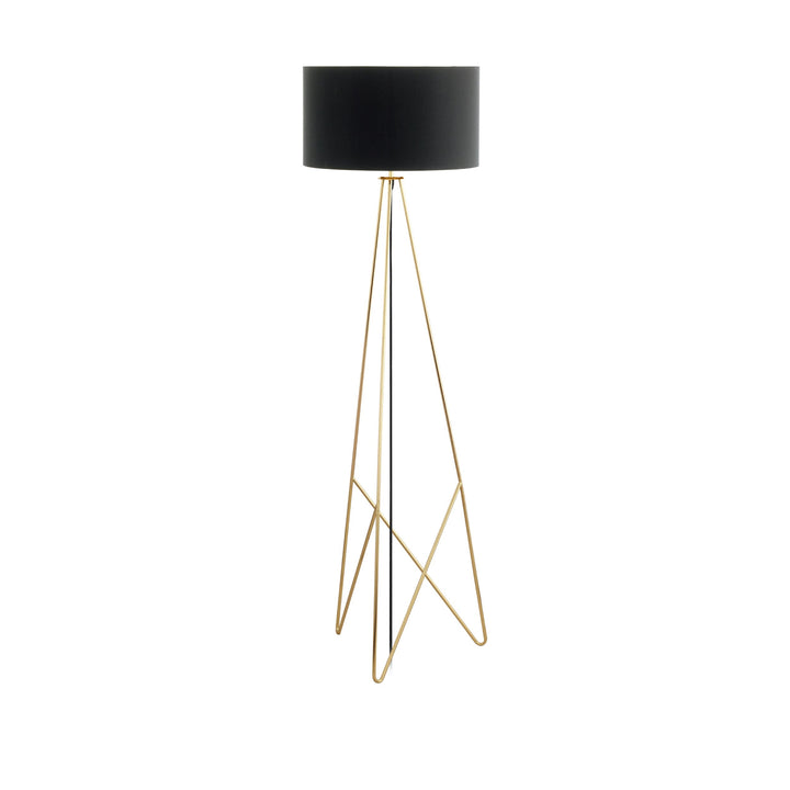 Stehleuchte Camporale mit Schalter messing Textil schwarz, gold 1X60W H:154 Ø 45 cm in