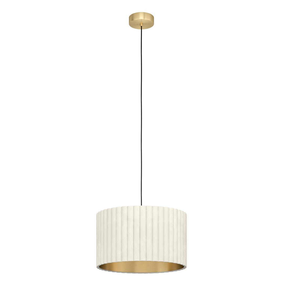 Hängeleuchte Tamaresco messing-gebürstet Samt weiss, gold 1X40W H:150 Ø 38 cm in