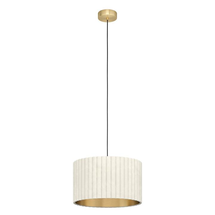 Hängeleuchte Tamaresco messing-gebürstet Samt weiss, gold 1X40W H:150 Ø 38 cm in