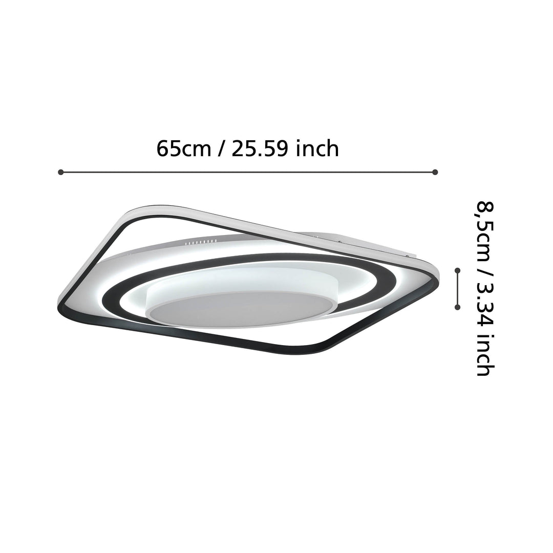 Deckenleuchte Benalauria mit Fernbedienung   schwarz, weiss Kunststoff weiss 28W und 13W L:65 H:8,5 cm in