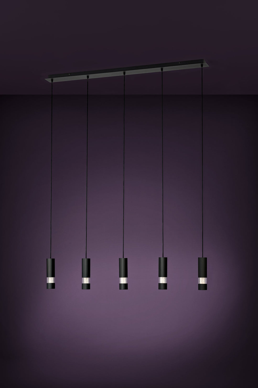 Hängeleuchte Bernabeta schwarz Kunststoff transparent 5X4,6W L:116,5 H:150 cm in