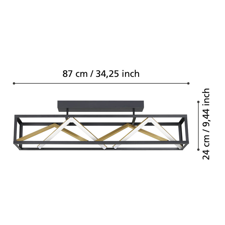 Deckenleuchte Penela mit Fernbedienung   schwarz, gold 45W L:87 H:24 cm in