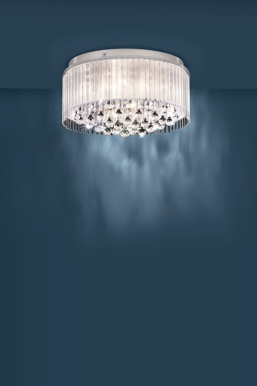 Ceiling light Montesilvano chrome, clear glitter foil clear 6X3W H:29.5 Ø 46.5 cm in