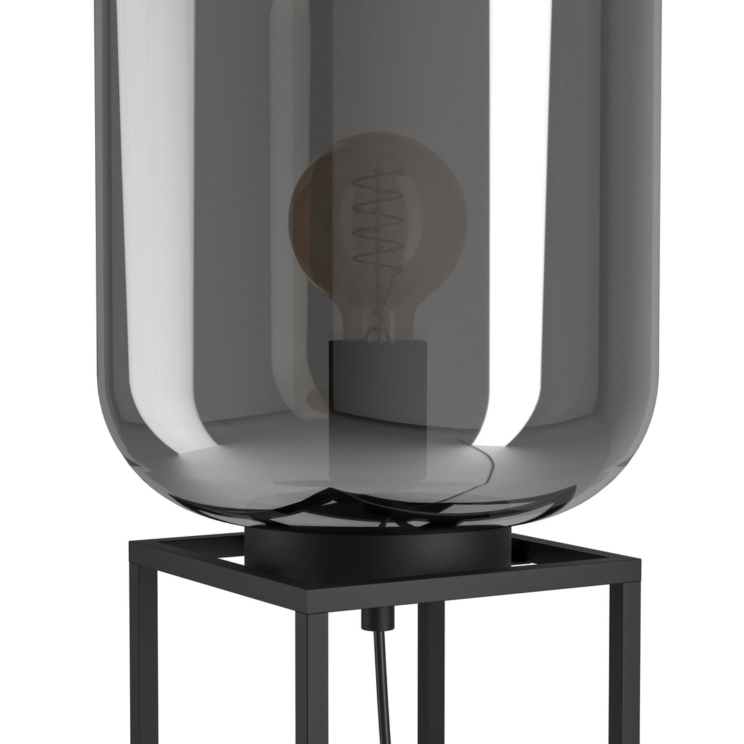 Stehleuchte Bulciago mit Schalter schwarz Glas bedampft schwarz-transparent 1X40W H:146,5 Ø 35 cm in