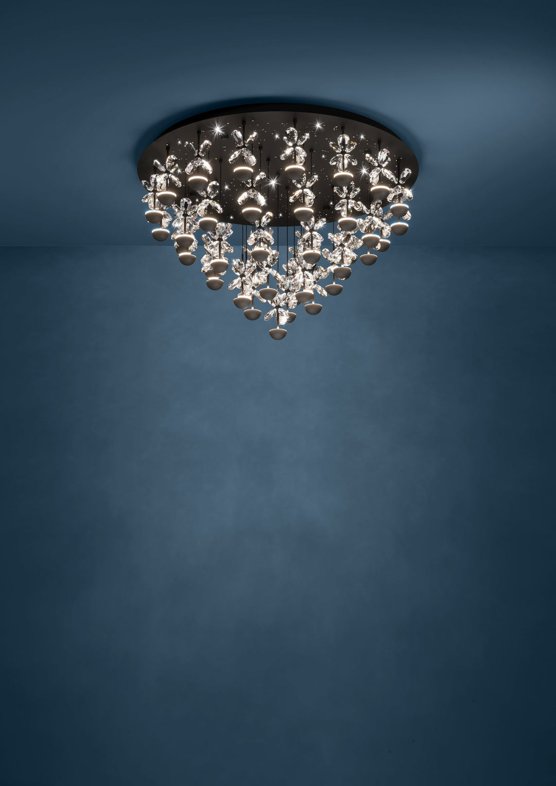 Deckenleuchte Pianopoli 2 schwarz Brillantglas klar 43X1,8W H:52,5 Ø 78 cm in