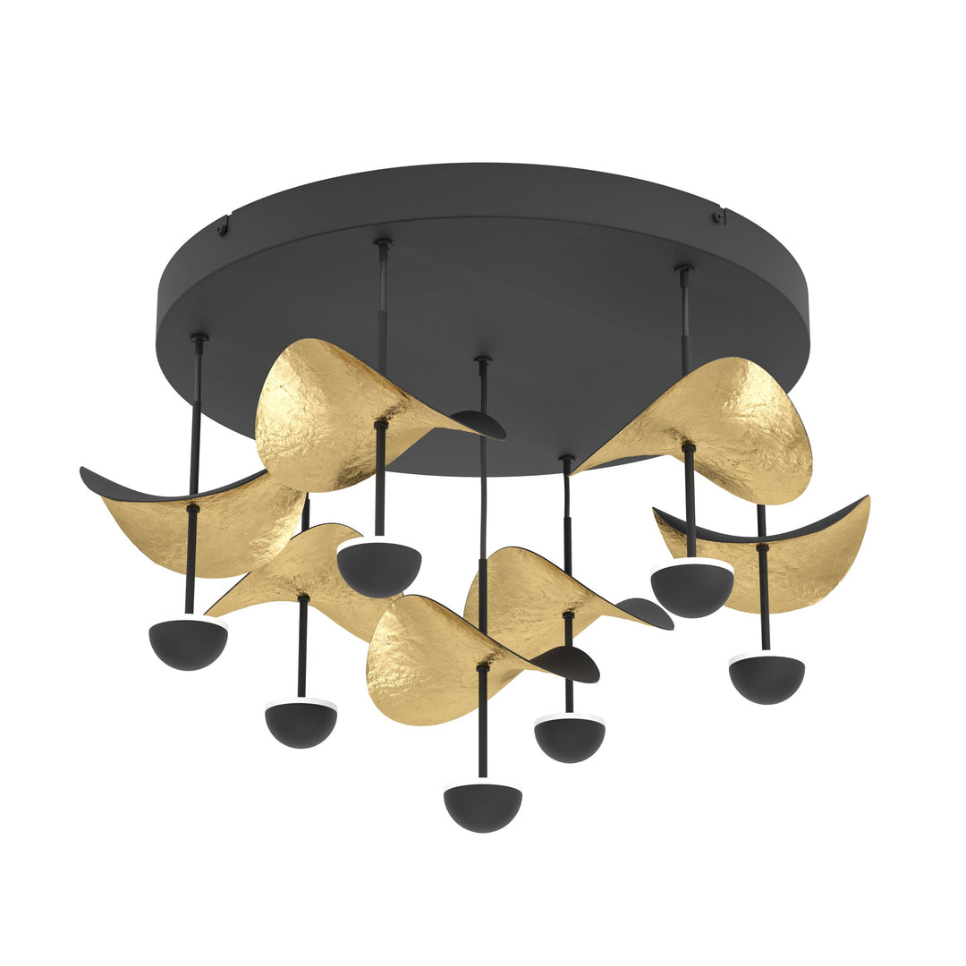 Deckenleuchte Dracera schwarz Stahl schwarz, gold 7X2,3W H:35 Ø 50,5 cm in