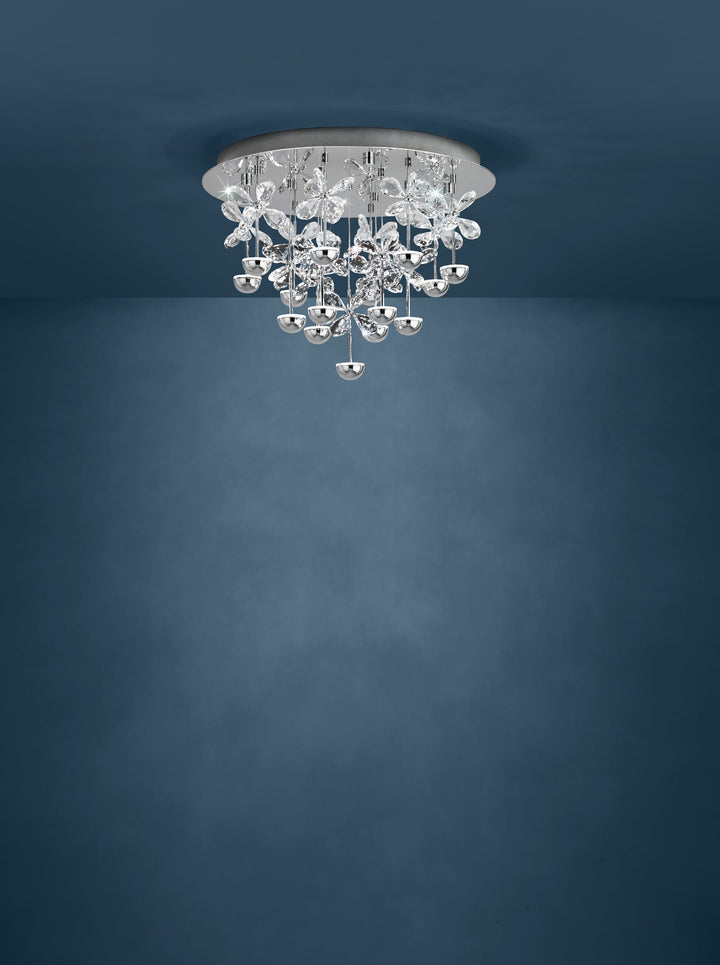 Deckenleuchte Pianopoli chrom Brillantglas klar 15X1,8W H:36,5 Ø 50 cm in