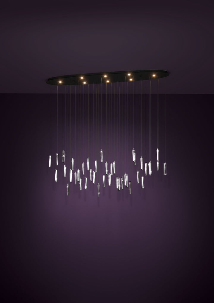 Hängeleuchte Sardenara schwarz Glas mit Lufteinschlüssen klar 8X4,2W L:148 H:220 cm in