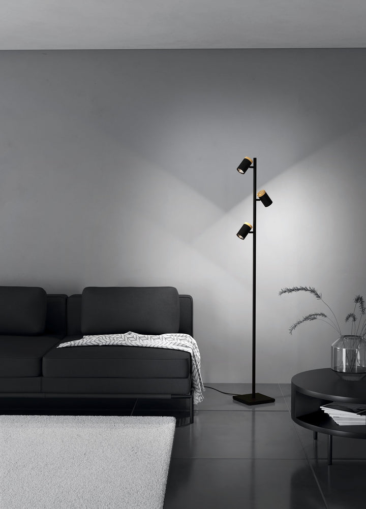 Stehleuchte Cartagena mit Schalter schwarz, braun 3X4,5W H:162,5 cm in